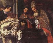 Jacopo Vignali St.Silvester,Pope,Baptizes the Emperor Constantine oil painting on canvas